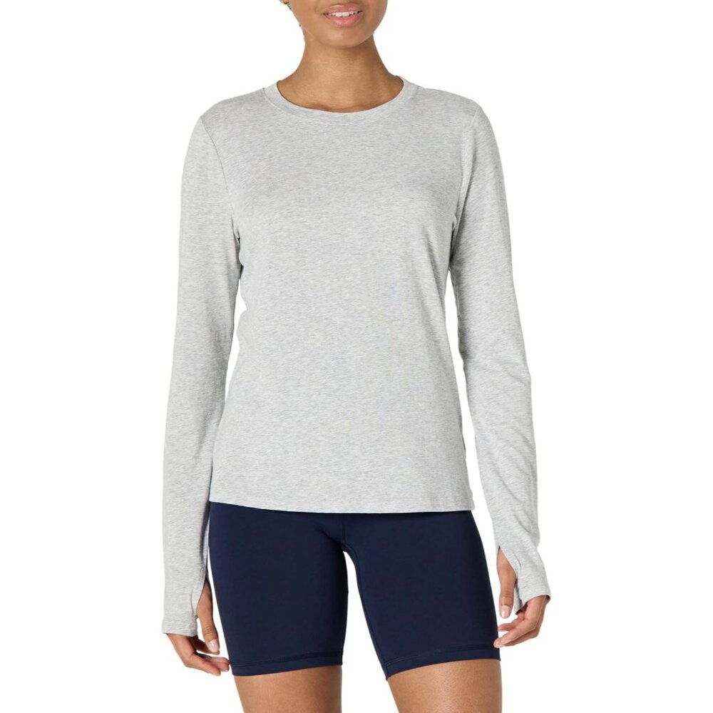 Women's Active Cotton Blend Crewneck Long Sleeve Yoga T-Shirt Lightweight
